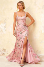 Isabella Pink Floral Square Neck Maxi Dress
