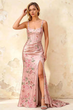 Isabella Pink Floral Square Neck Maxi Dress