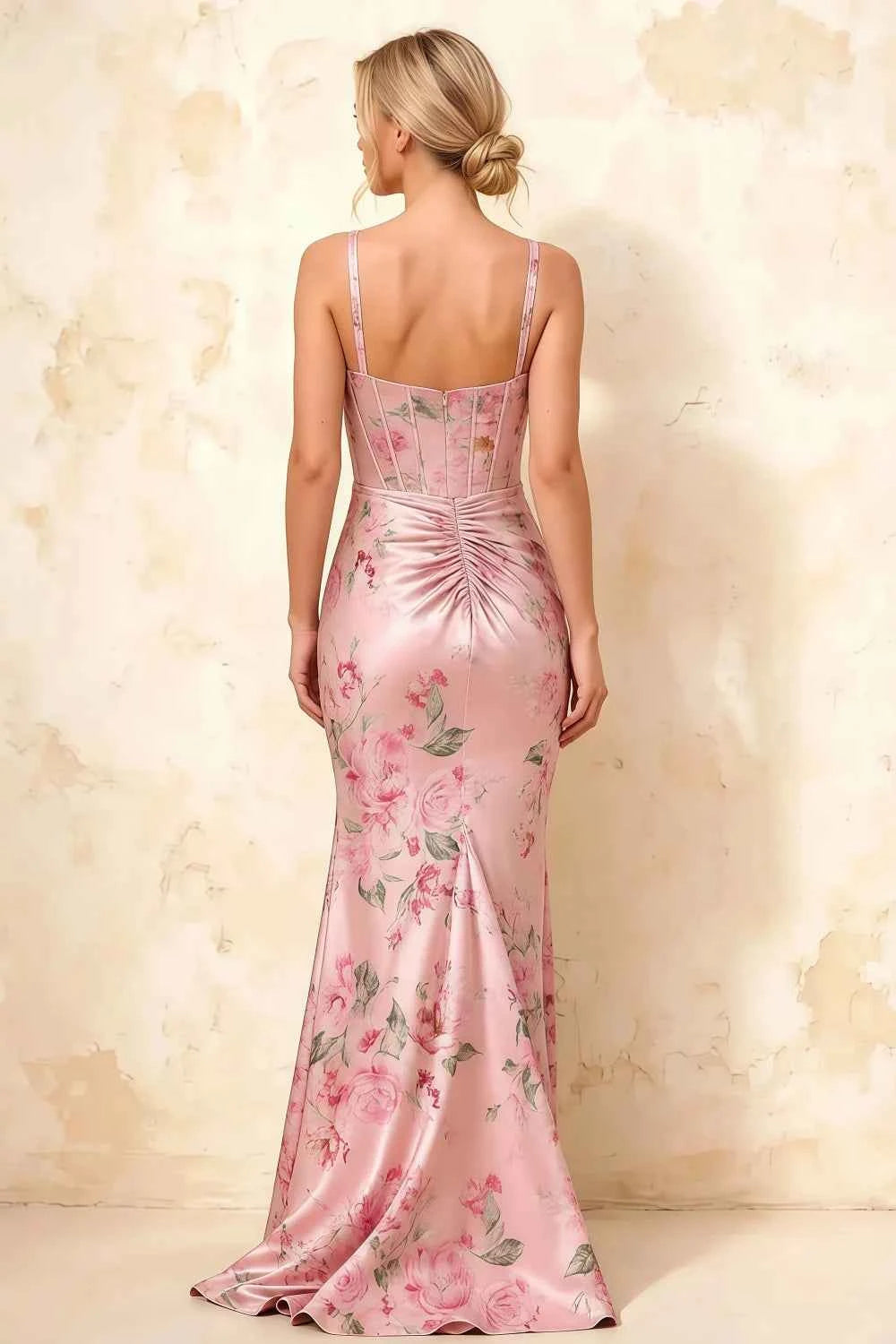 Isabella Pink Floral Square Neck Maxi Dress