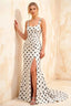 Isabella White Polka Dot Square Neck Maxi Dress