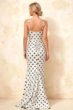Isabella White Polka Dot Square Neck Maxi Dress