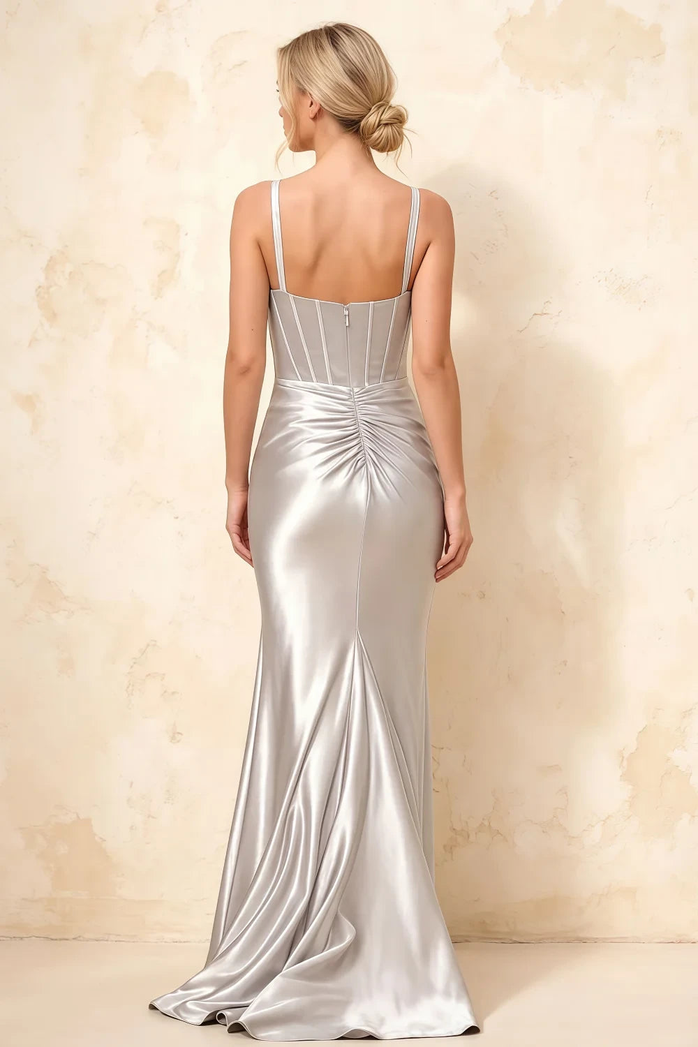 Isabella White Satin Square Neck Maxi Dress