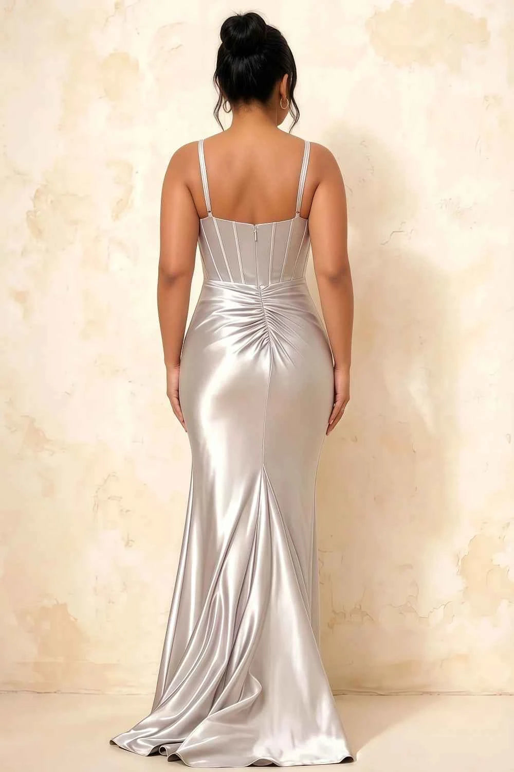 Isabella White Satin Square Neck Maxi Dress