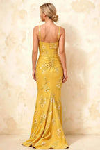 Isabella Yellow Floral Square Neck Maxi Dress