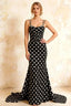 Ivy Black Polka Dot Rhinestones Corset Maxi Dress