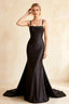 Ivy Black Satin Rhinestones Corset Maxi Dress