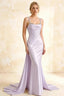 Ivy Lavender Satin Rhinestones Corset Maxi Dress