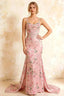 Ivy Pink Floral Rhinestones Corset Maxi Dress