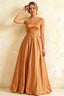 Jacqueline Bronze Satin A-line One Shoulder Maxi Dress