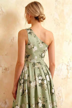 Jacqueline Green Floral A-line One Shoulder Maxi Dress