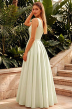 Jacqueline Mint Green Satin A-line One Shoulder Maxi Dress