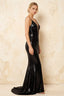 Jade Sparkly Black Sequin Mermaid V-neck Maxi Dress