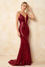 Jade Sparkly Burgundy Sequin Mermaid V-neck Maxi Dress