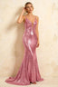 Jade Sparkly Pink Sequin Mermaid V-neck Maxi Dress