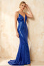 Jade Sparkly Royal Blue Sequin Mermaid V-neck Maxi Dress