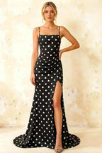 Jamie Black Polka Dot Strapless Corset Maxi Dress