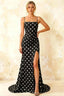 Jamie Black Polka Dot Strapless Corset Maxi Dress