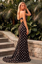Jamie Black Polka Dot Strapless Corset Maxi Dress