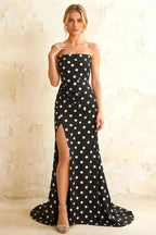 Jamie Black Polka Dot Strapless Corset Maxi Dress