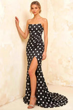 Jamie Black Polka Dot Strapless Corset Maxi Dress