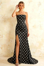 Jamie Black Polka Dot Strapless Corset Maxi Dress