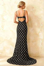 Jamie Black Polka Dot Strapless Corset Maxi Dress