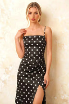 Jamie Black Polka Dot Strapless Corset Maxi Dress
