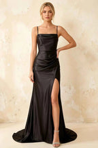 Jamie Black Satin Strapless Corset Maxi Dress
