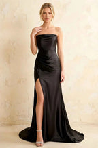 Jamie Black Satin Strapless Corset Maxi Dress