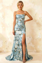 Jamie Blue Floral Strapless Corset Maxi Dress