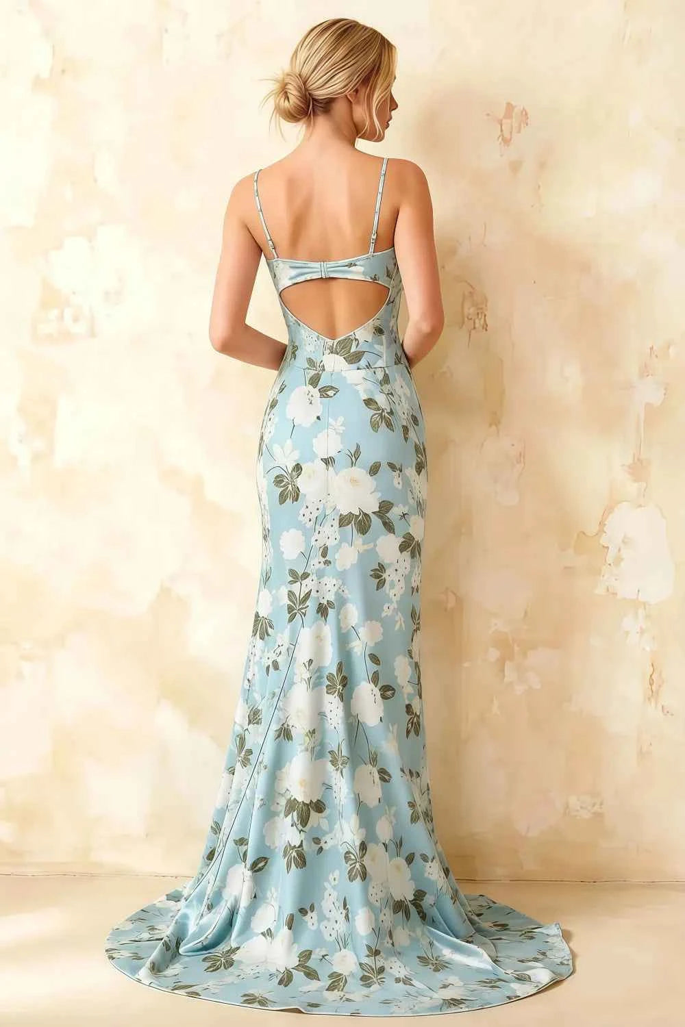 Jamie Blue Floral Strapless Corset Maxi Dress