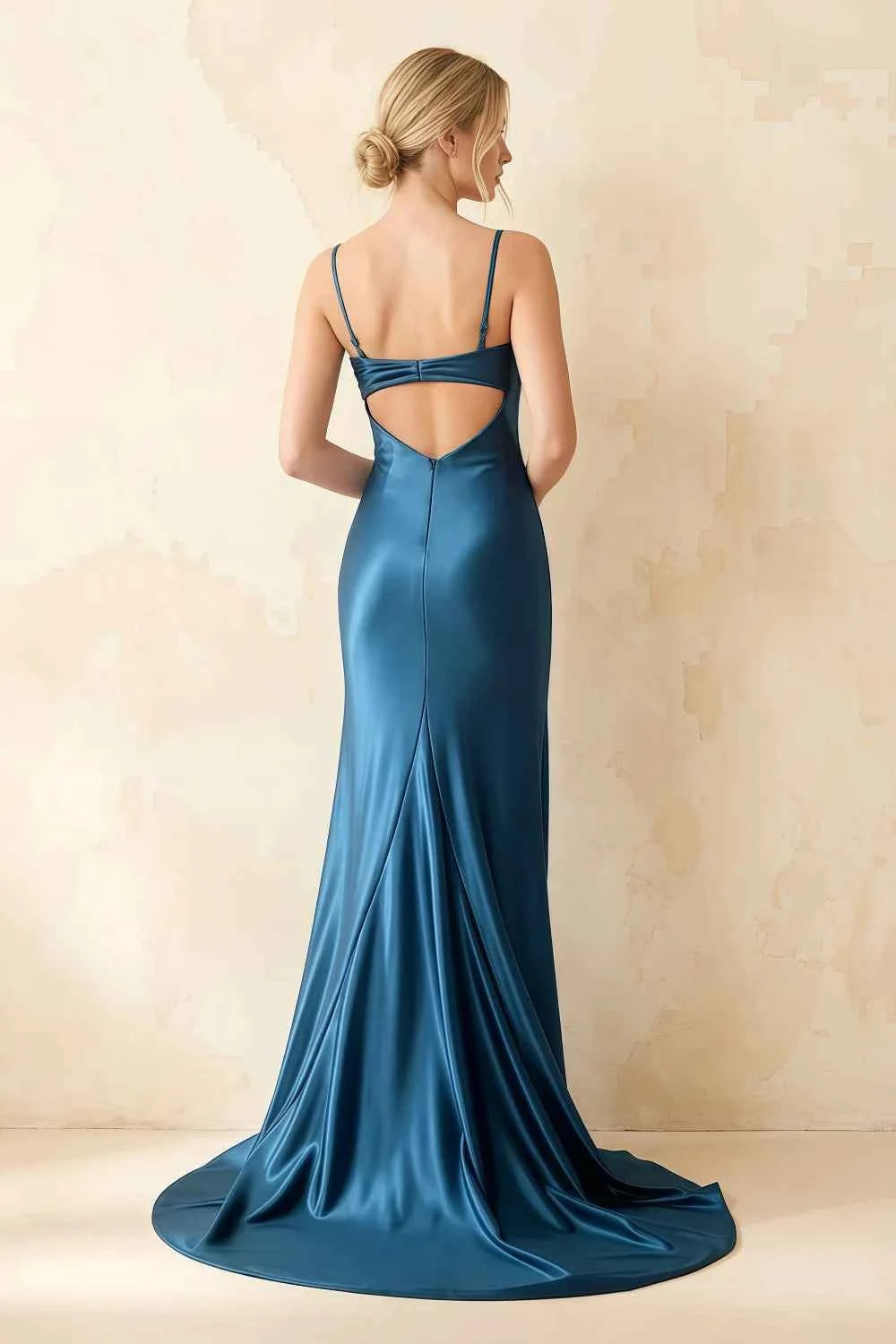 Jamie Blue Satin Strapless Corset Maxi Dress