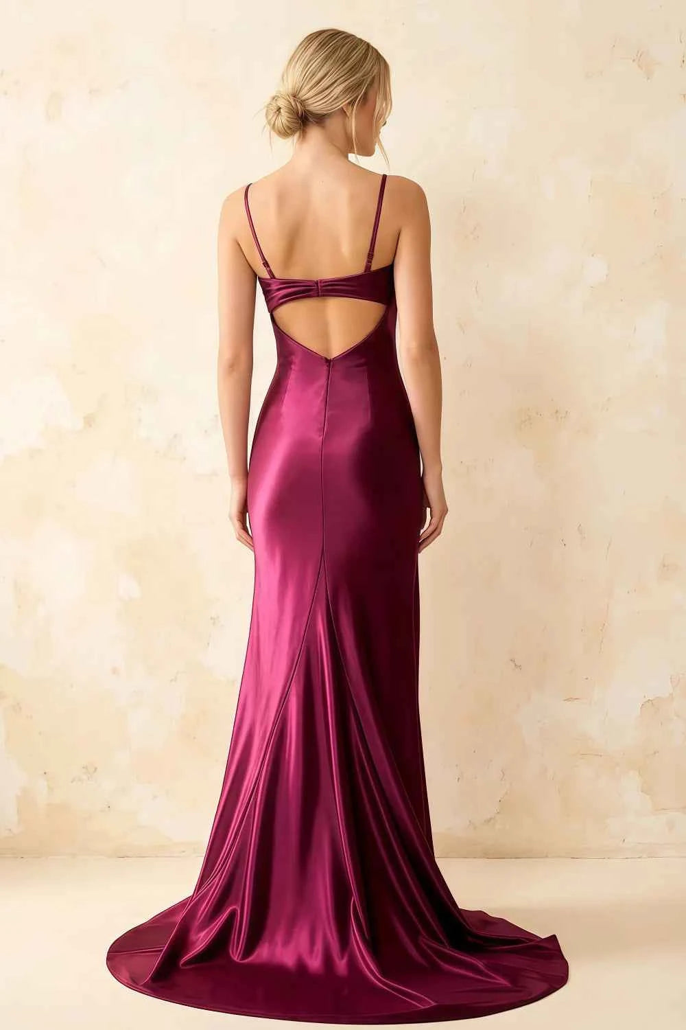 Jamie Burgundy Satin Strapless Corset Maxi Dress
