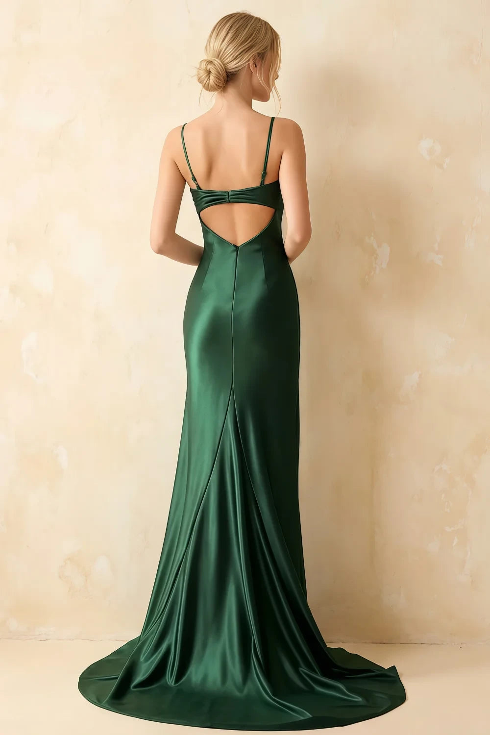 Jamie Dark Green Satin Strapless Corset Maxi Dress