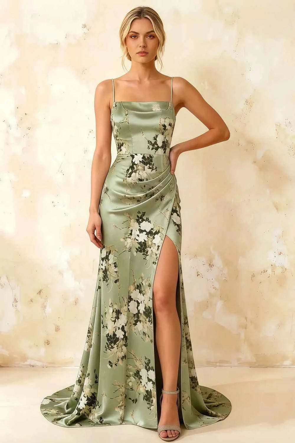 Jamie Green Floral Strapless Corset Maxi Dress
