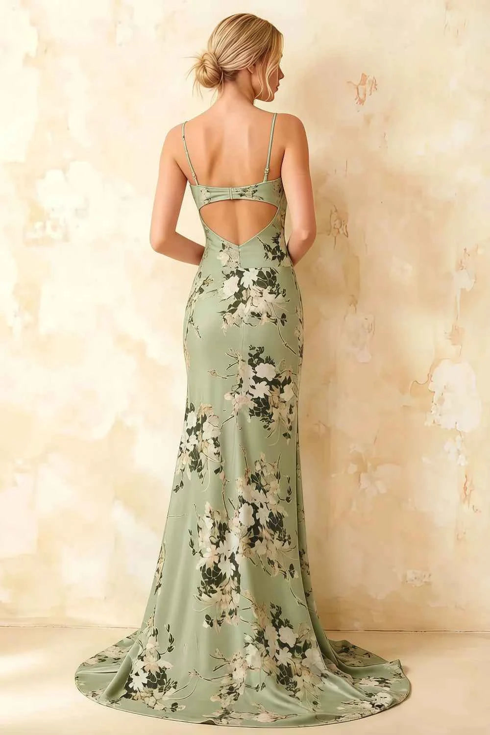 Jamie Green Floral Strapless Corset Maxi Dress
