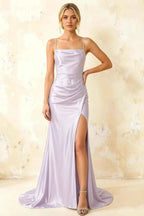 Jamie Lavender Satin Strapless Corset Maxi Dress