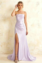 Jamie Lavender Satin Strapless Corset Maxi Dress