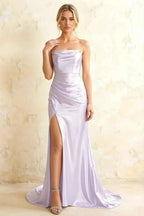 Jamie Lavender Satin Strapless Corset Maxi Dress