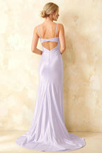 Jamie Lavender Satin Strapless Corset Maxi Dress