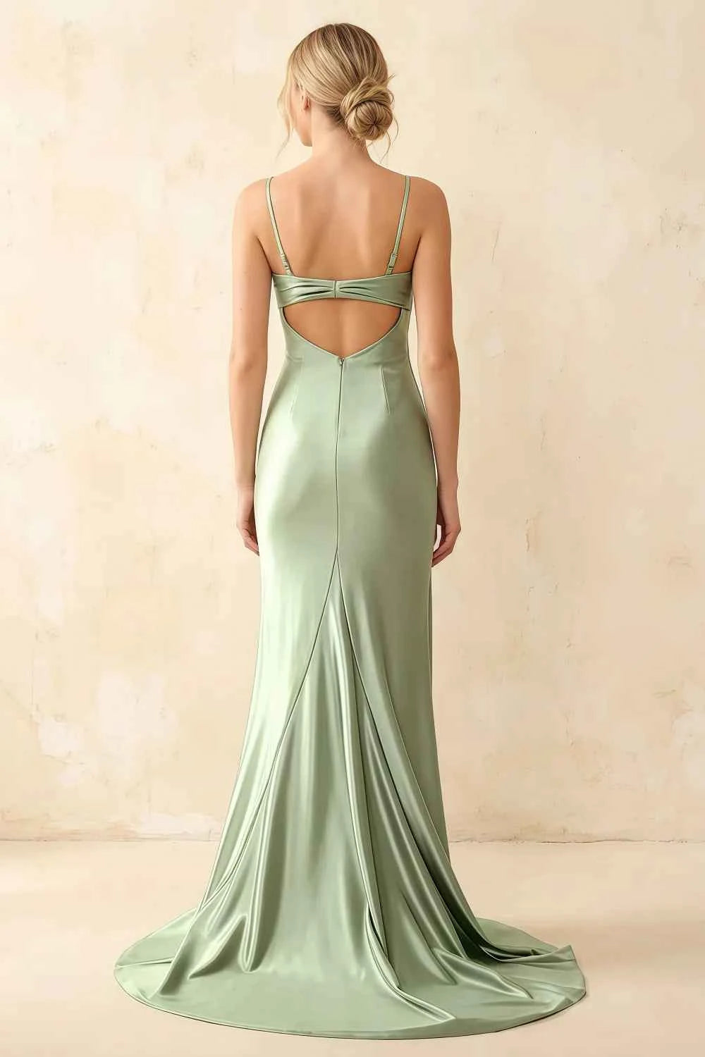 Jamie Mint Satin Strapless Corset Maxi Dress