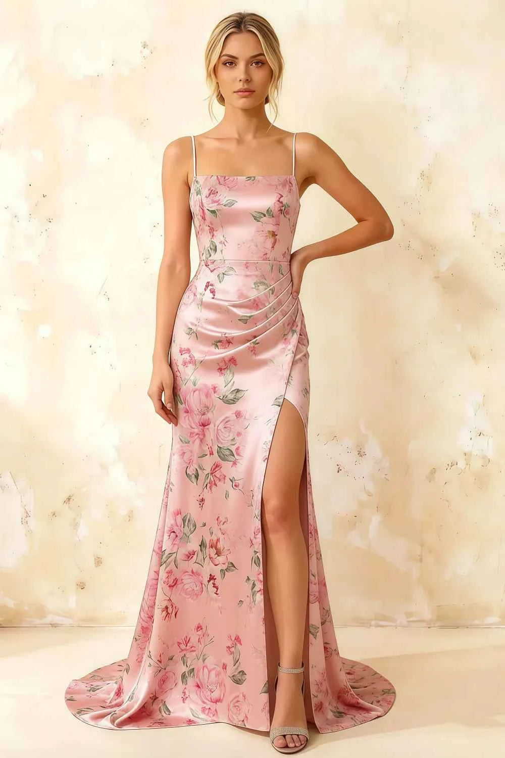 Jamie Pink Floral Strapless Corset Maxi Dress