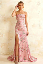 Jamie Pink Floral Strapless Corset Maxi Dress