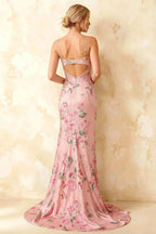 Jamie Pink Floral Strapless Corset Maxi Dress