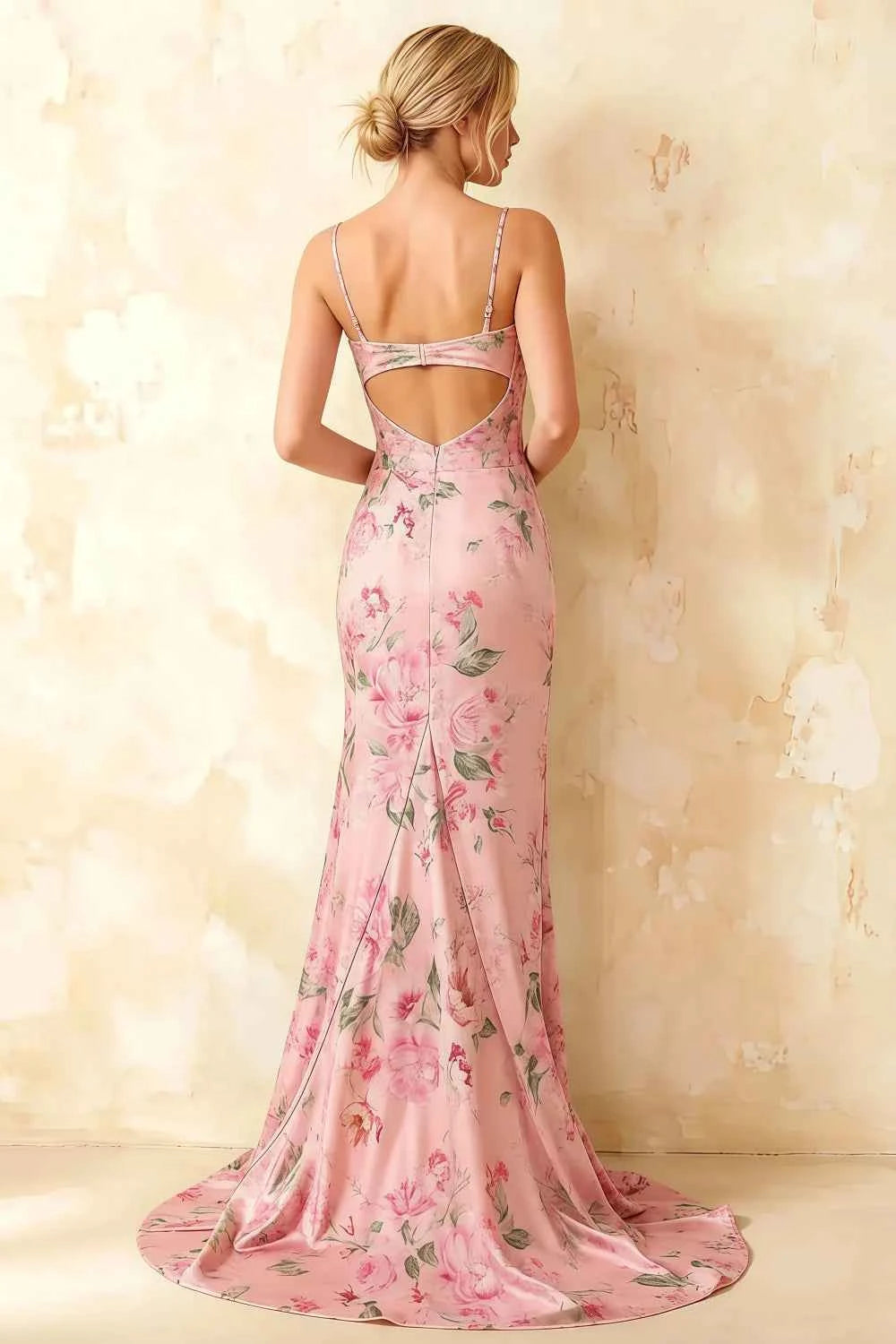 Jamie Pink Floral Strapless Corset Maxi Dress