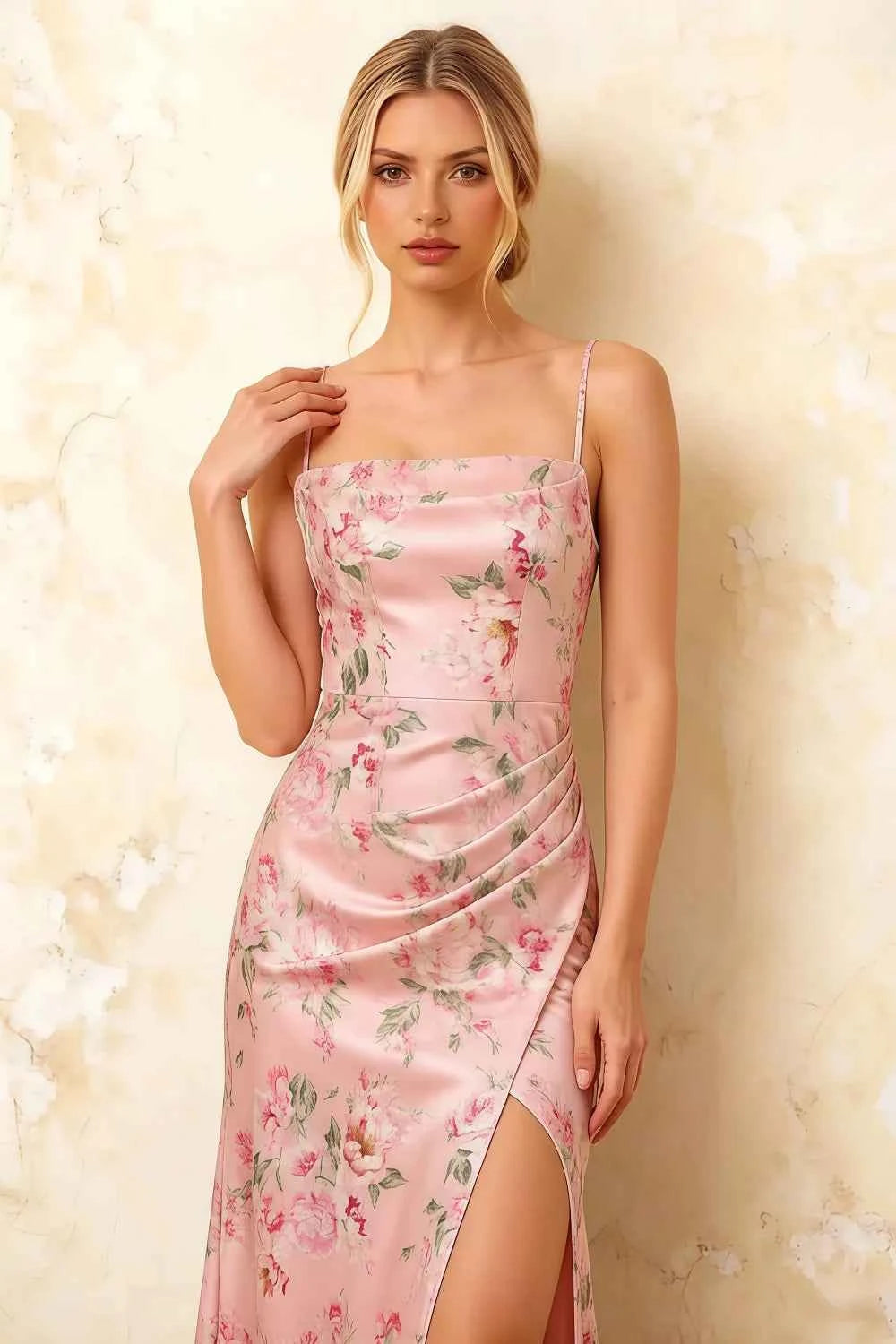 Jamie Pink Floral Strapless Corset Maxi Dress