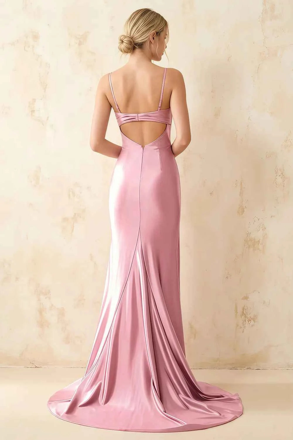 Jamie Pink Satin Strapless Corset Maxi Dress