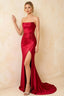 Jamie Red Satin Strapless Corset Maxi Dress