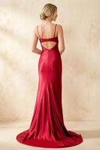 Jamie Red Satin Strapless Corset Maxi Dress