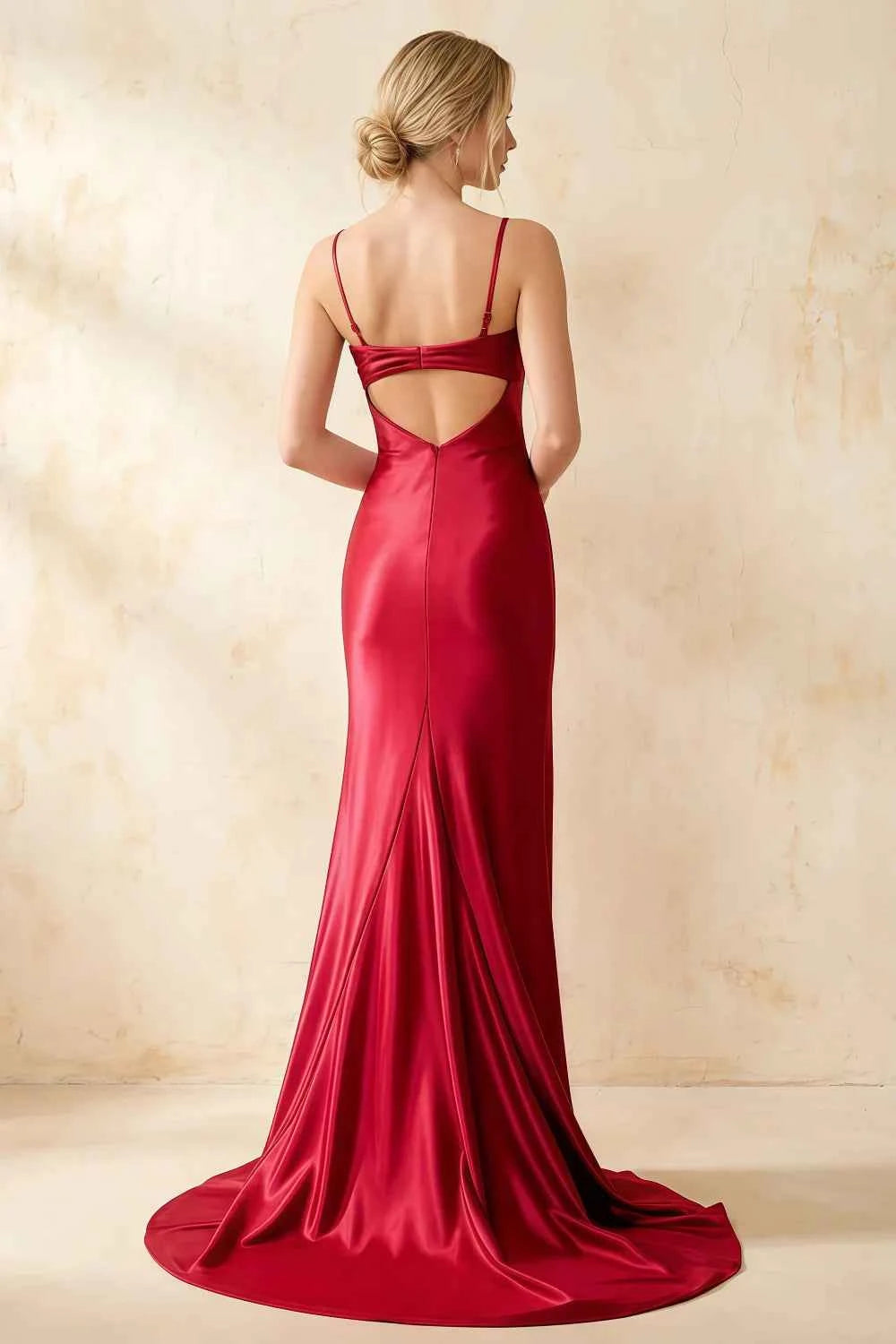 Jamie Red Satin Strapless Corset Maxi Dress